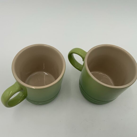 Le Creuset 3.38 oz Cappuccino / Espresso Coffee Mugs - Pair of Ombre Green NWOT - Picture 4 of 10